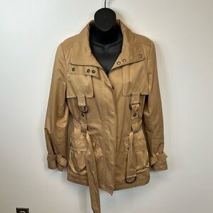 Le Lis Blanc Tan Fall Utility Jacket with Belted Waist for Women Size G